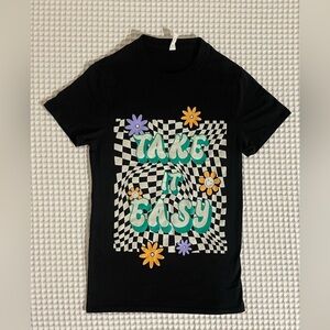 Take It Easy graphic hippy groovy retro shirt size small women’s